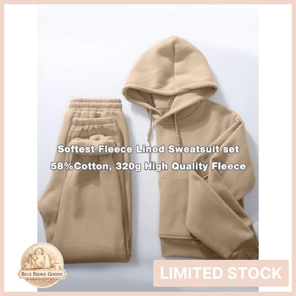 Fleece Crop Hoodie Jogger Set Y2K Chic Oversized Warm Winter Activewear - Picture 3 of 8